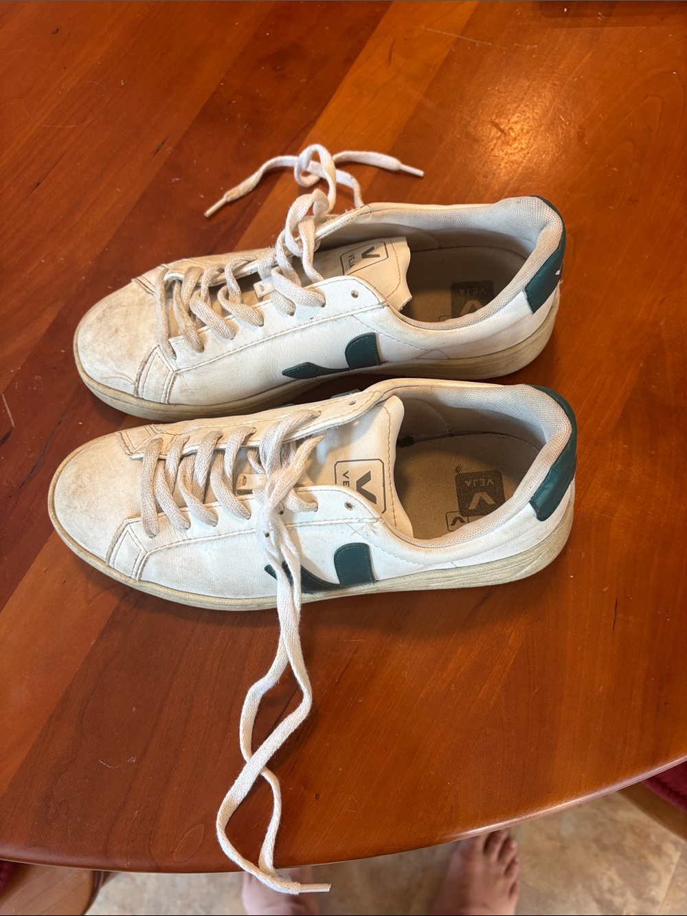 Veja Women’s White Sneakers with Green Accents